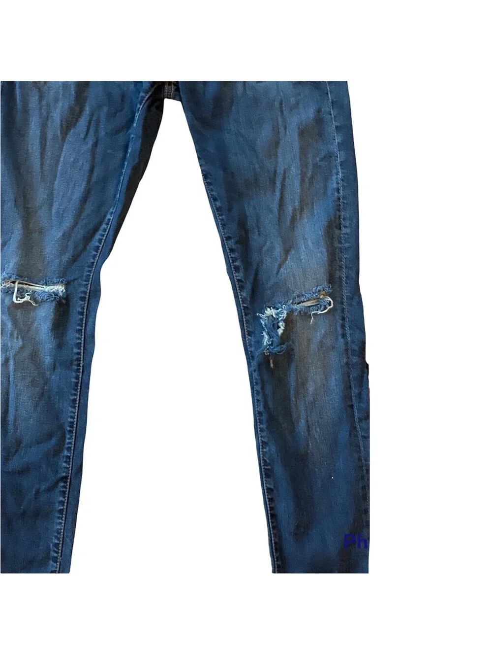 Blanknyc Womens Slim Skinny Jeans Blue Distressed Stretch Pockets Denim Size 28